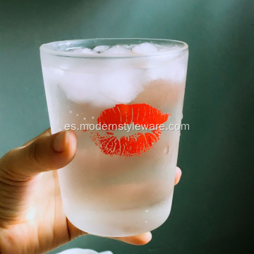 Taza de té de café de cristal de labio rojo único